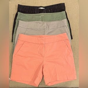 Lot of 4 pair of Ann Taylor LOFT shorts - coral, olive, gray, denim SIZE 2